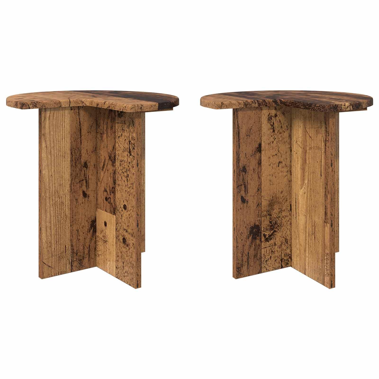 Sidebord 2 stk Gammelt træ Ø 39 x 38 cm Konstrueret træ
