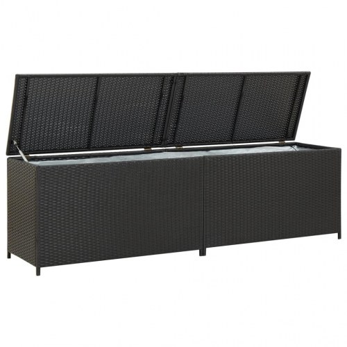 Opbevaringskasse til haven 200x50x60 polyrattan sort (OUTLET B)