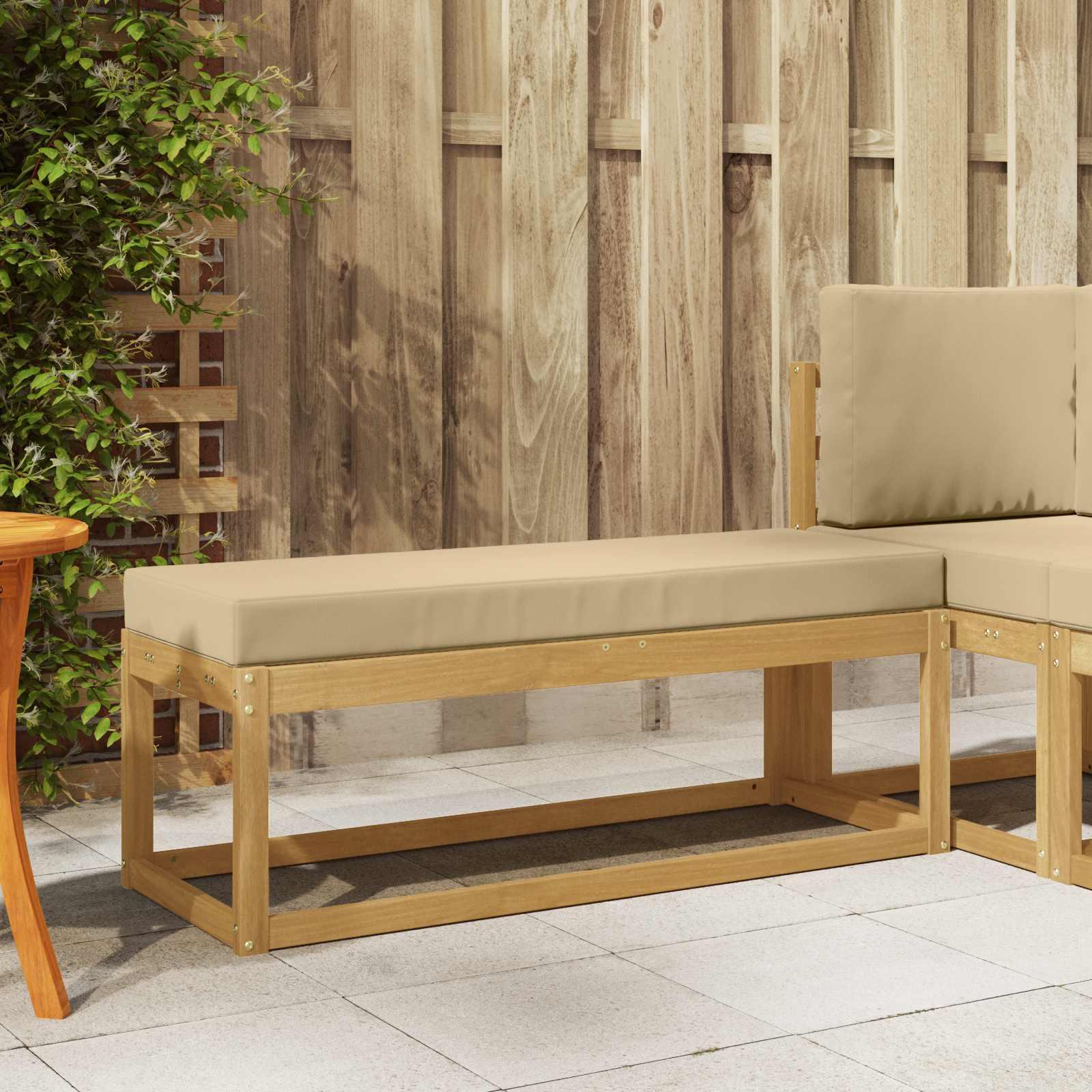 Udendørs Skammel Bænk Hvid 115 x 43 x 45 cm Massivt Akacietræ
