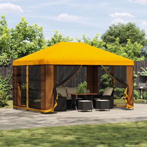 Pavillon 4 × 3 m Gul Polyester og Stål 190