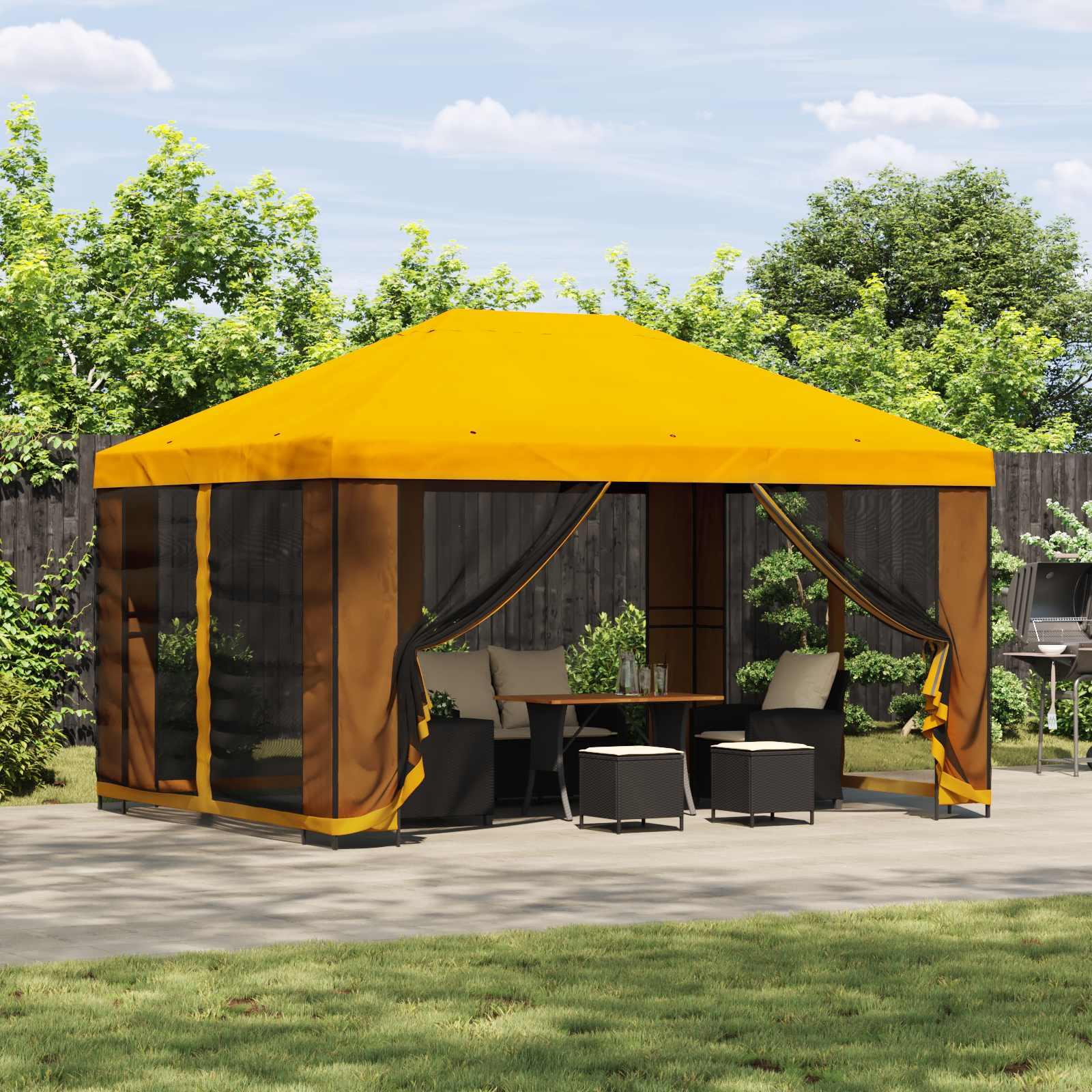 Pavillon 4 × 3 m Gul Polyester og Stål 190