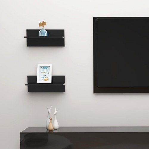 Væghylder 2 stk. 40x11,5x18 cm sort højglans