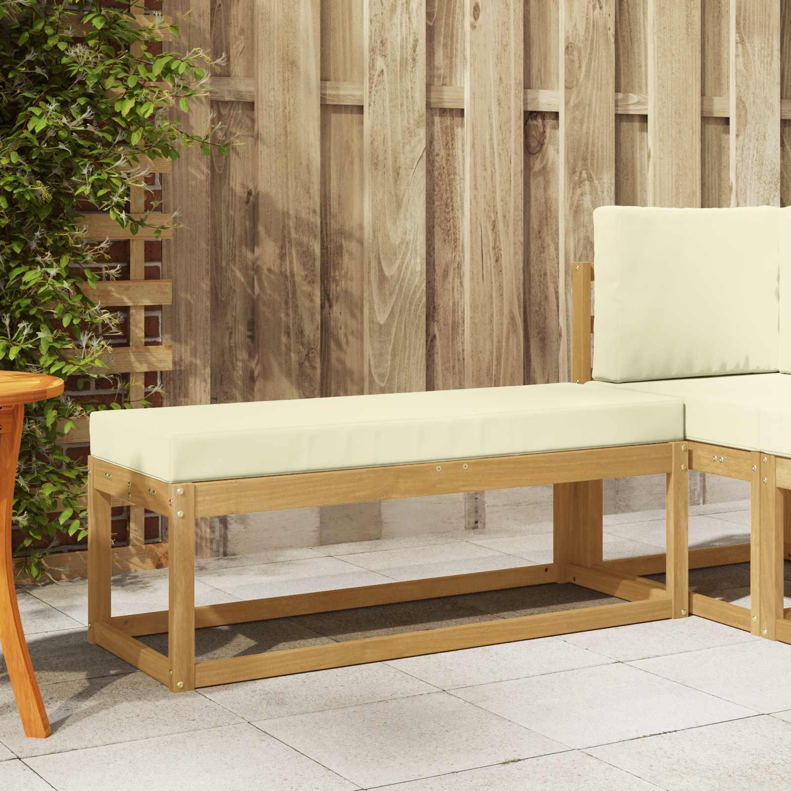 Udendørs Skammel Bænk Hvid 115 x 43 x 45 cm Massivt Akacietræ