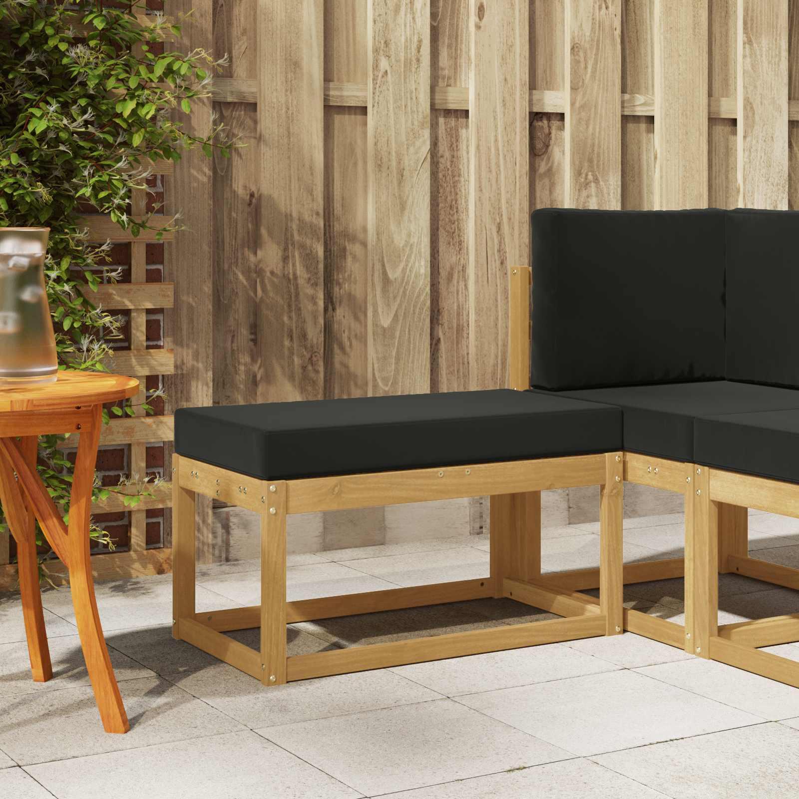 Udendørs Skammel Bænk Hvid 80 x 43 x 45 cm Massivt Akacietræ