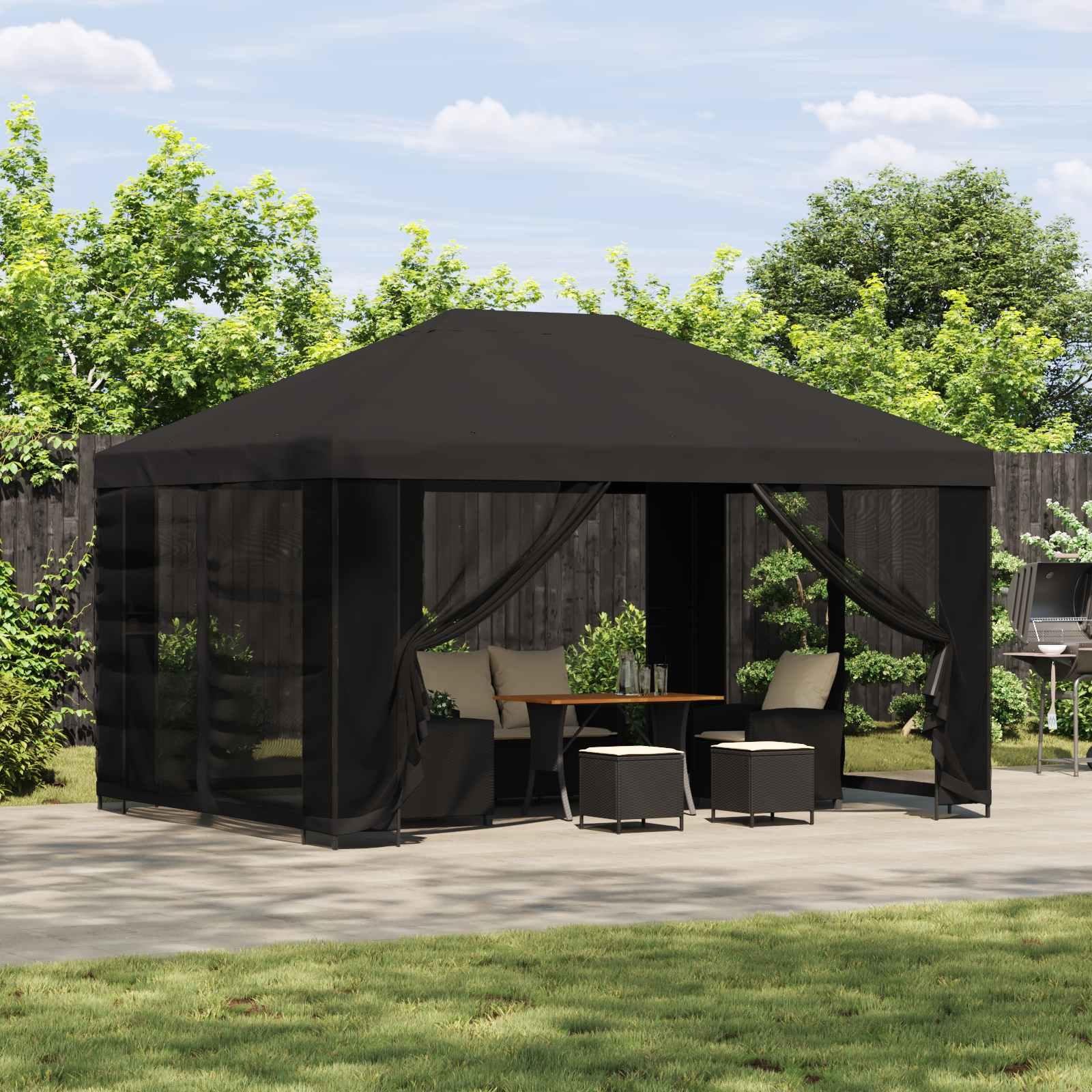Pavillon 4 × 3 m Antracit Polyester og Stål 190