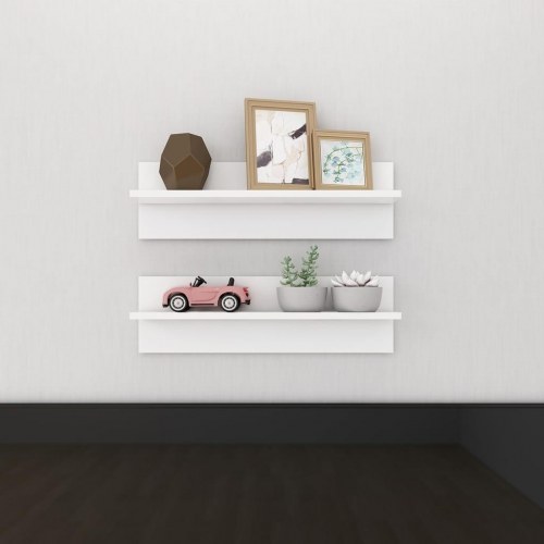 Væghylder 2 stk. 60x11,5x18 cm konstrueret træ hvid