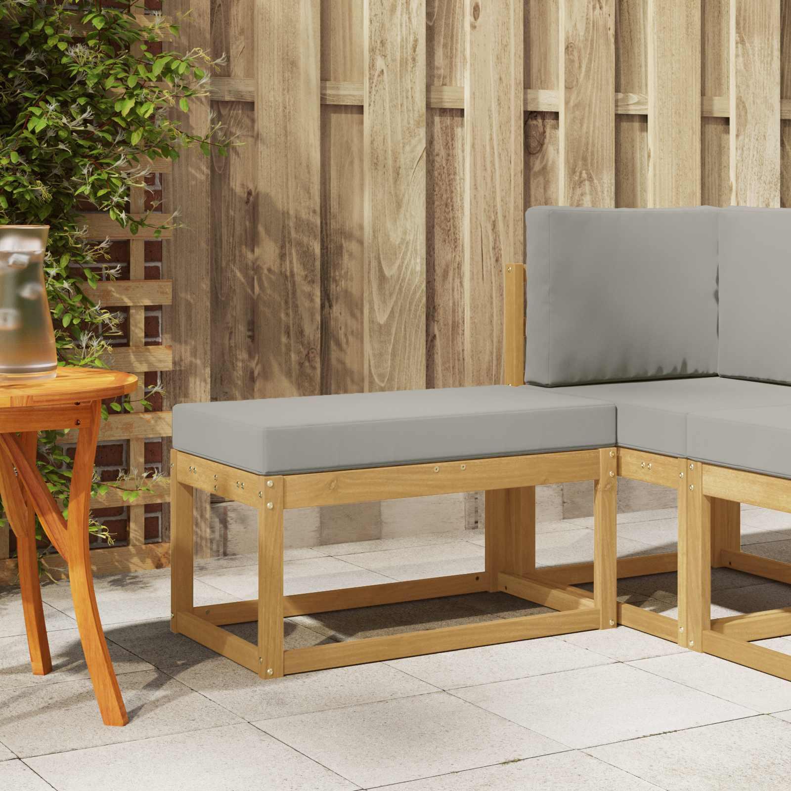 Udendørs Skammel Bænk Hvid 80 x 43 x 45 cm Massivt Akacietræ