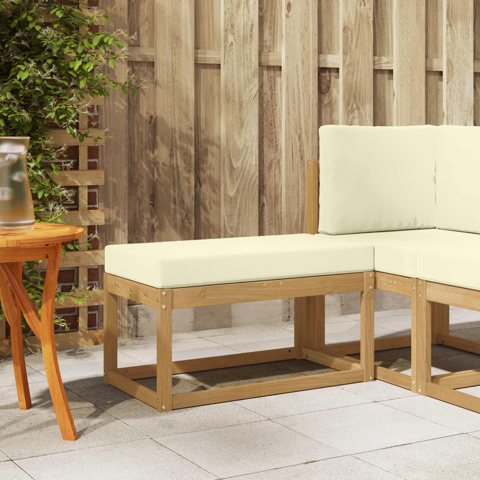 Udendørs Skammel Bænk Hvid 80 x 43 x 45 cm Massivt Akacietræ