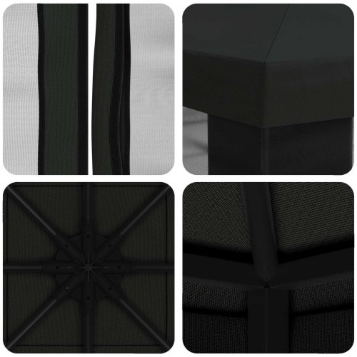 Havepavillon 3 x 3 m - sort med sidevægge i mesh, polyester/stål (190 gsm)