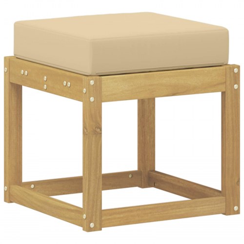 Udendørs Skammel Bænk Hvid 43 x 43 x 45 cm Massivt Akacietræ