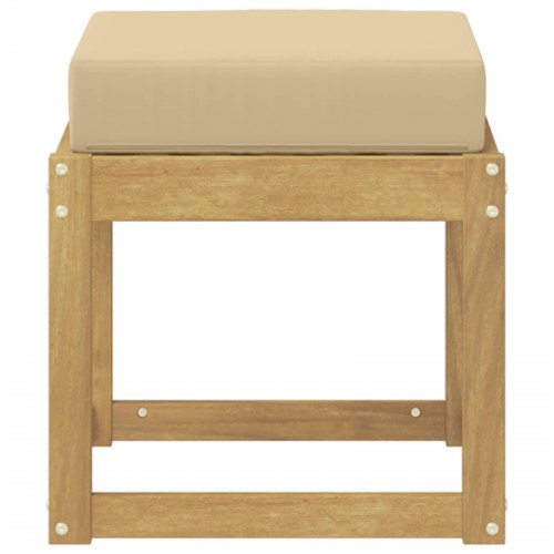 Udendørs Skammel Bænk Hvid 43 x 43 x 45 cm Massivt Akacietræ