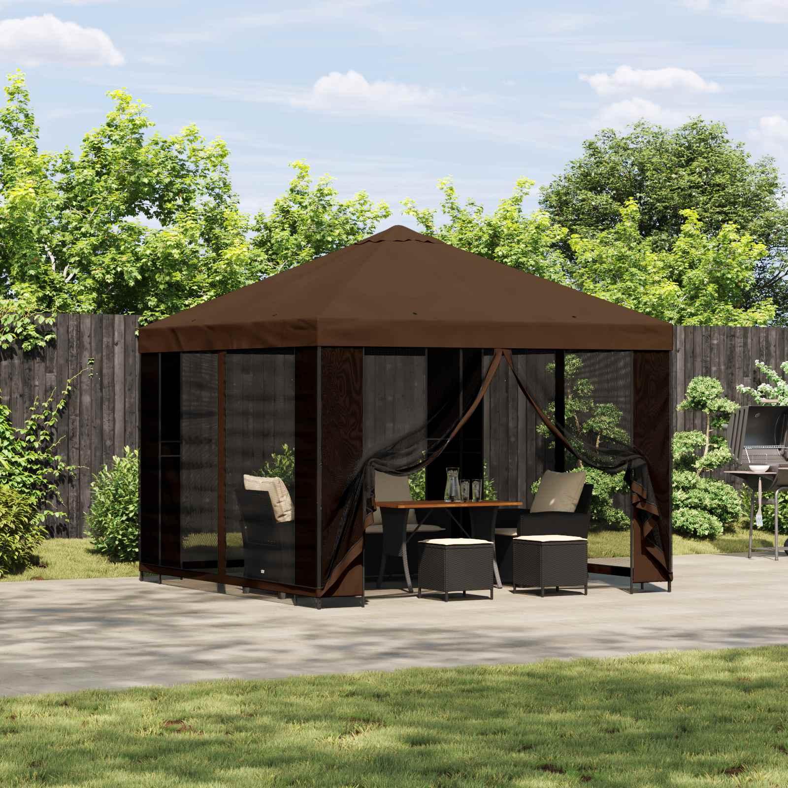 Pavillon 3 x 3 m Brun Polyester og Stål 190