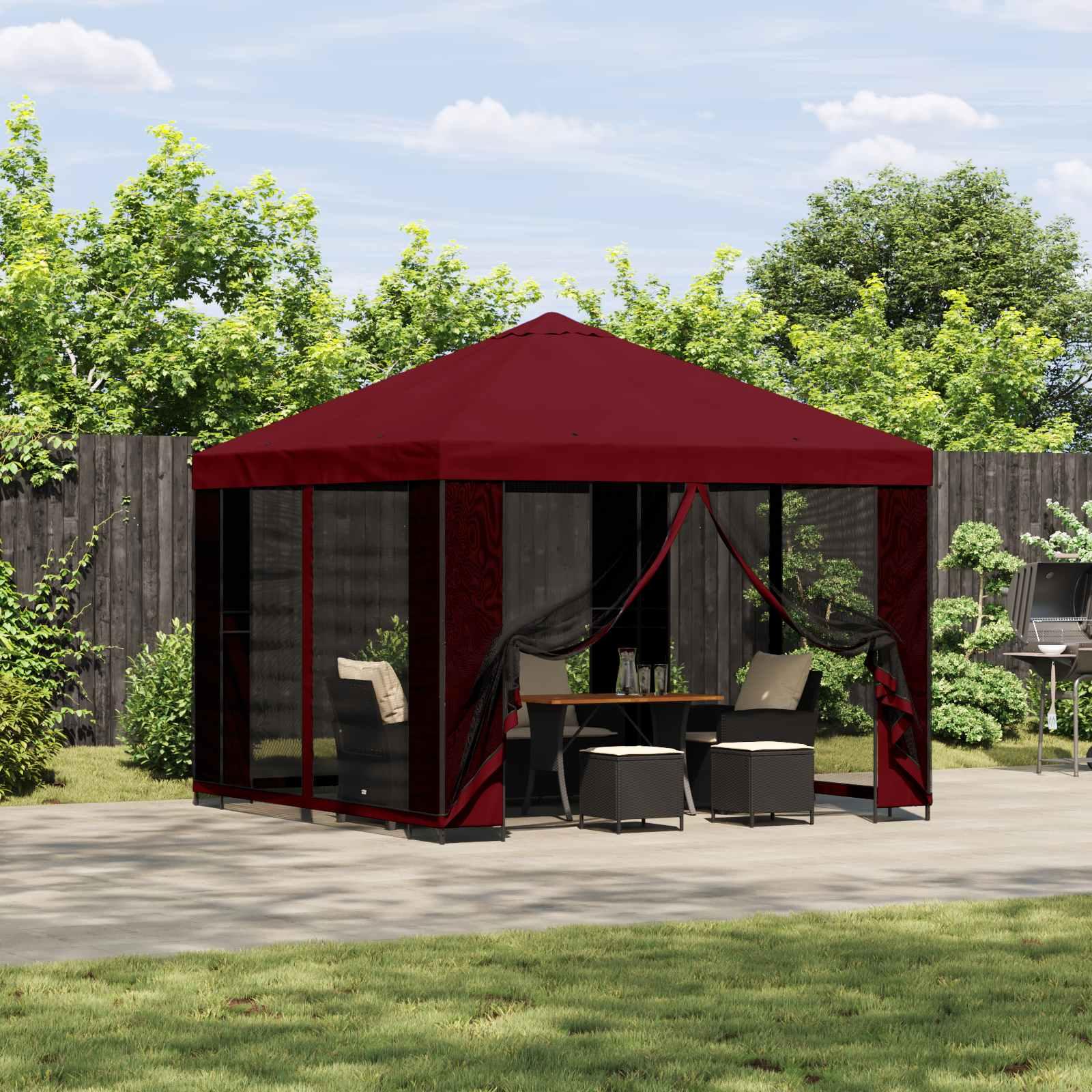 Pavillon 3 x 3 m Bordeaux Polyester og Stål 190