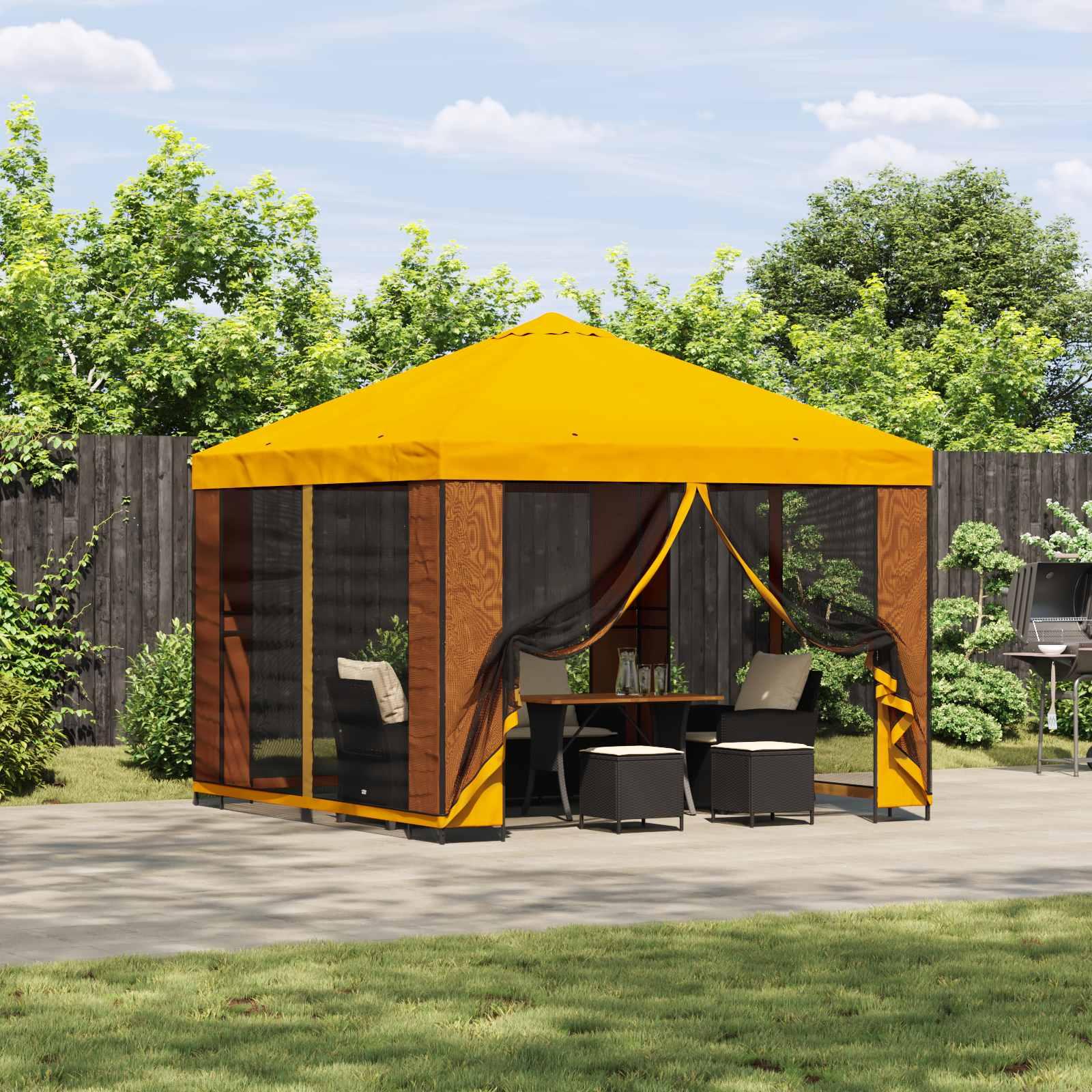 Pavillon 3 x 3 m Gul Polyester og Stål 190