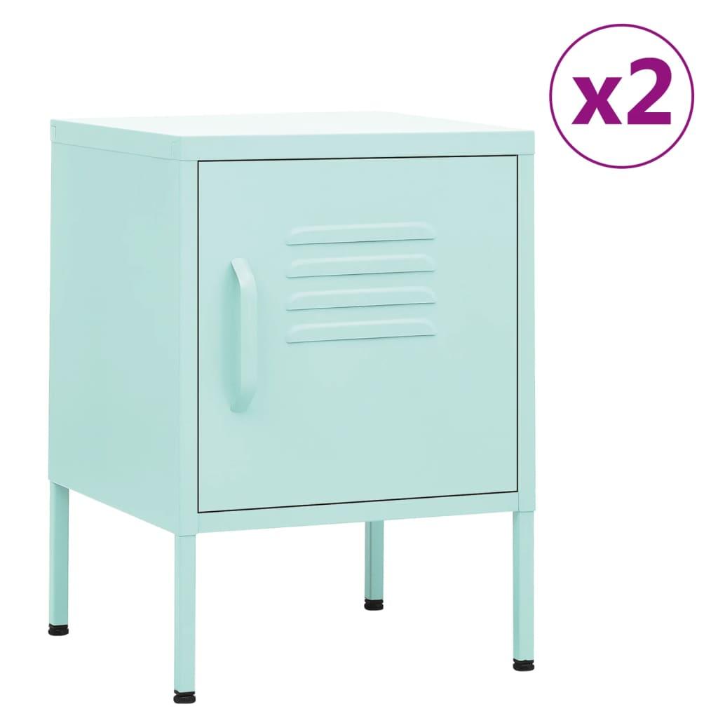 Natborde 2 stk. 35x35x51 cm stål mintgrøn