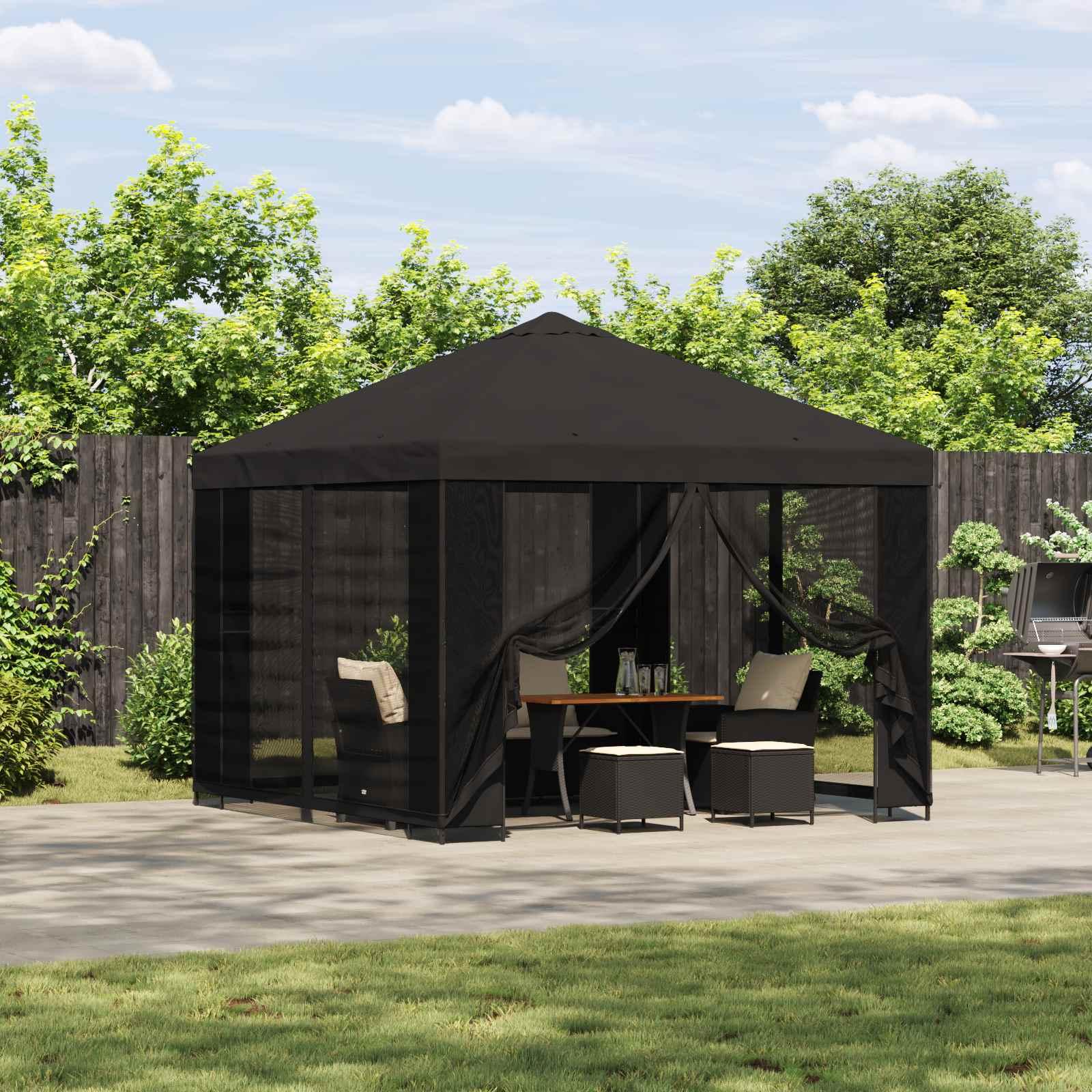 Pavillon 3 x 3 m Antracit Polyester og Stål 190