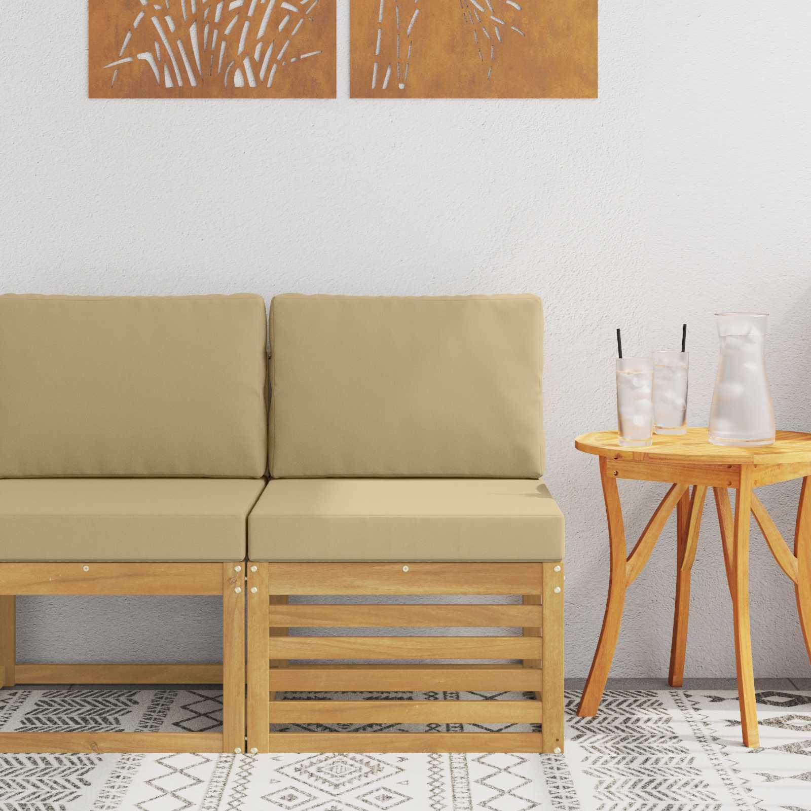 Udendørs Mellem Sofa Massivt Akacietræ Hvid