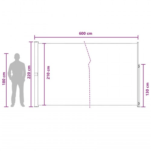 Udtrækkelig sidemarkise - gråbrun 600 × 220 cm i polyester