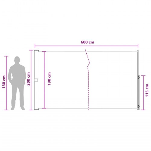 Udtrækkelig side-markise 200 x 600 cm i polyester - rektangulær, beige