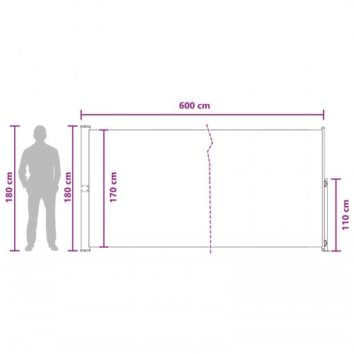 Udtrækkelig sidemarkise - beige 600 × 180 cm i polyester