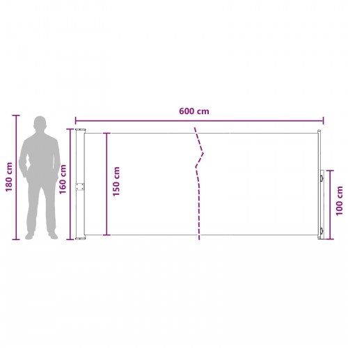 Udtrækkelig sidemarkise - beige 600 × 160 cm i polyester