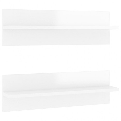 Væghylder 2 stk. 60x11,5x18 cm konstrueret træ hvid højglans