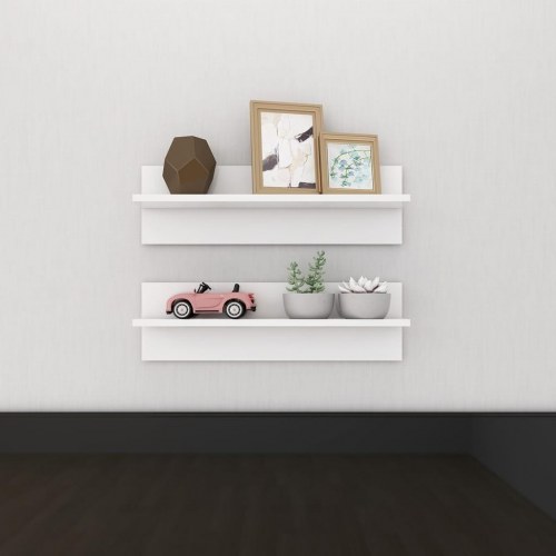 Væghylder 2 stk. 60x11,5x18 cm konstrueret træ hvid højglans
