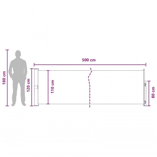 Udtrækkelig sidemarkise - gråbrun 500 × 117 cm i polyester