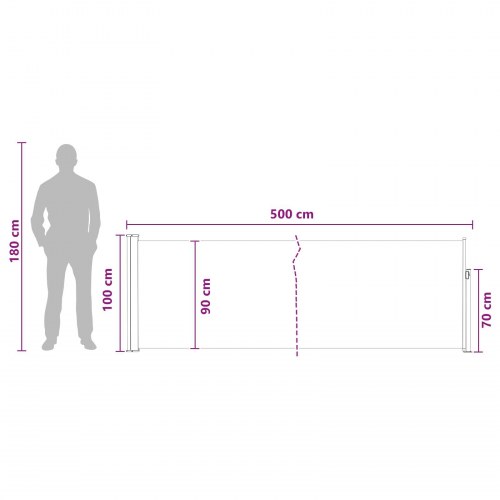 Udtrækkelig sidemarkise - beige 500 × 100 cm, polyester