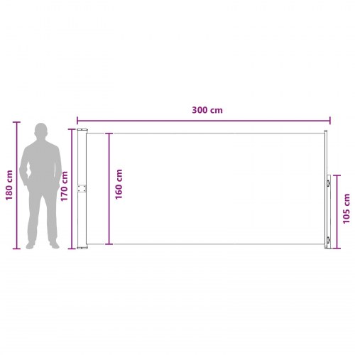 Udtrækkelig sidemarkise i polyester - gråbrun 300 × 170 cm