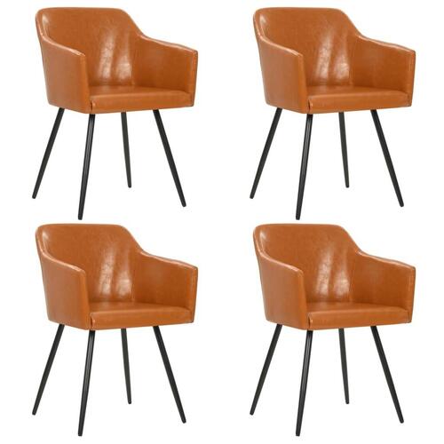 Spisebordsstole 4 stk. brun kunstlæder