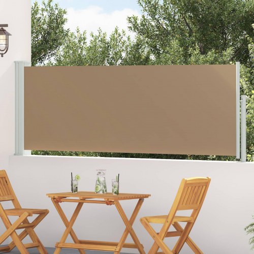 Udtrækkelig sidemarkise - gråbrun 300 × 100 cm i polyester