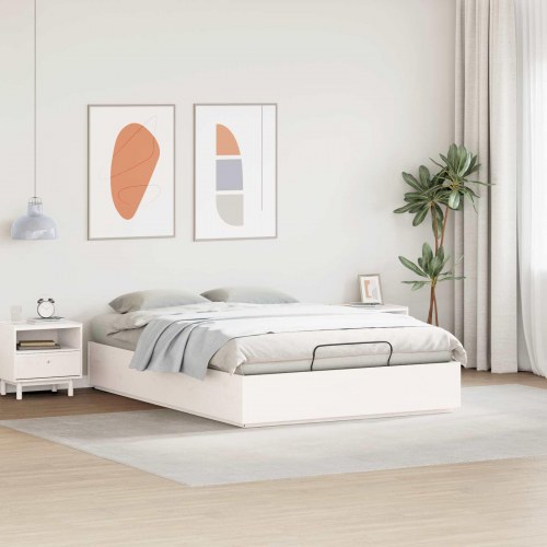 Ottoman Sengestel Hvid 150 x 200 cm Massivt fyrretræ