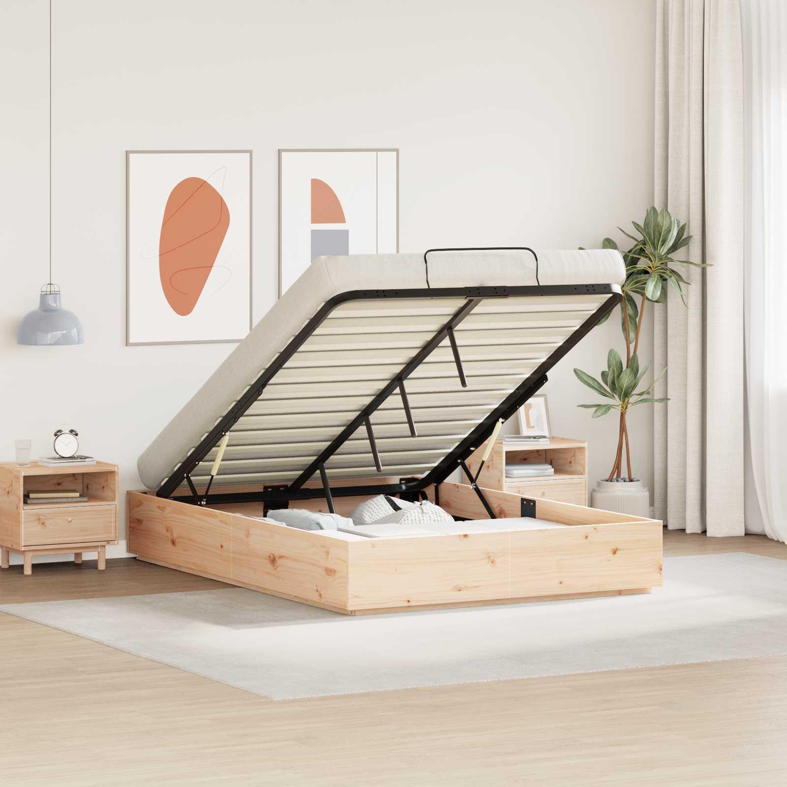 Ottoman Sengestel Naturfarvet 120 x 190 cm Massivt fyrretræ