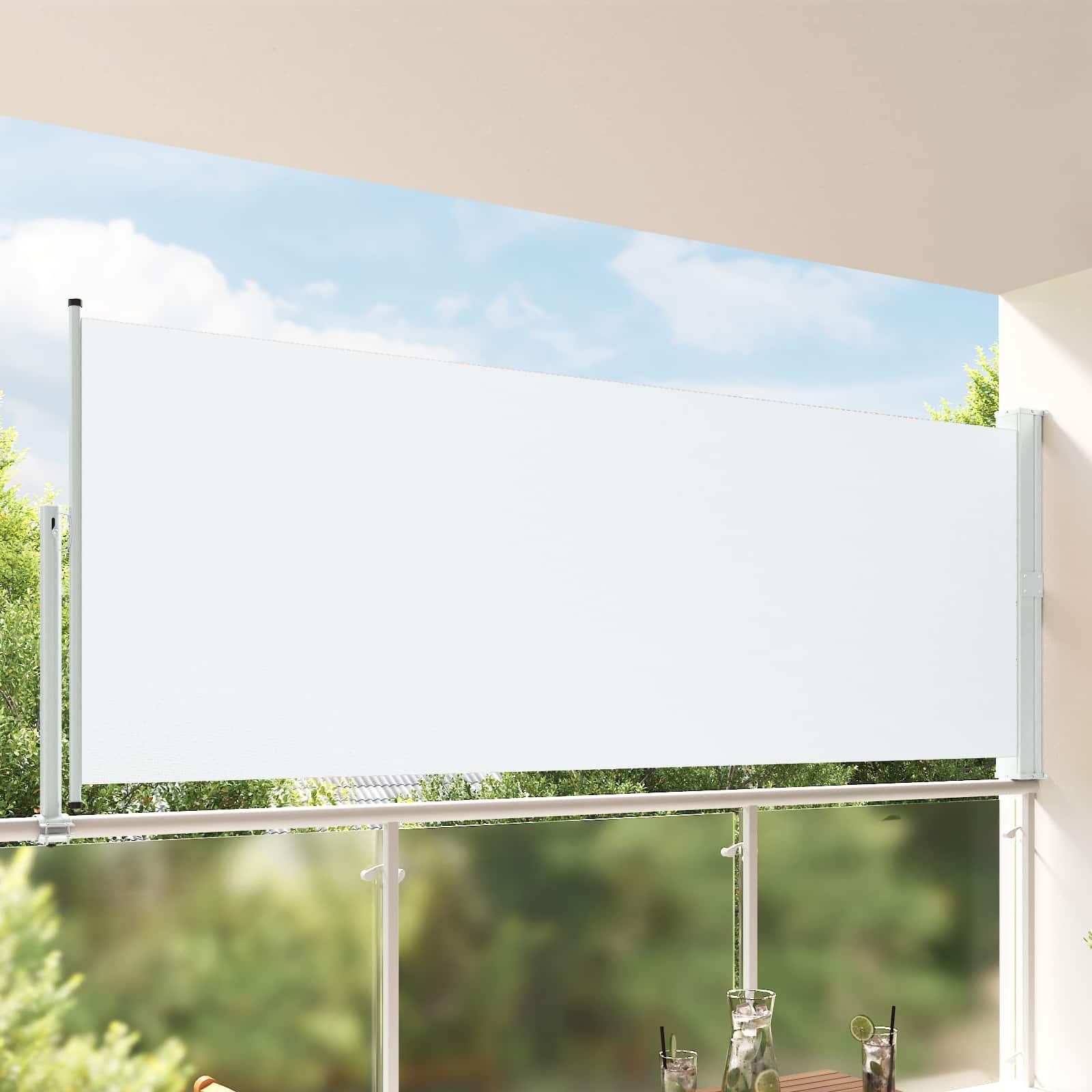 Sammenrullelig Sidemarkise Til Terrassen - Hvid / 160 x 300 cm