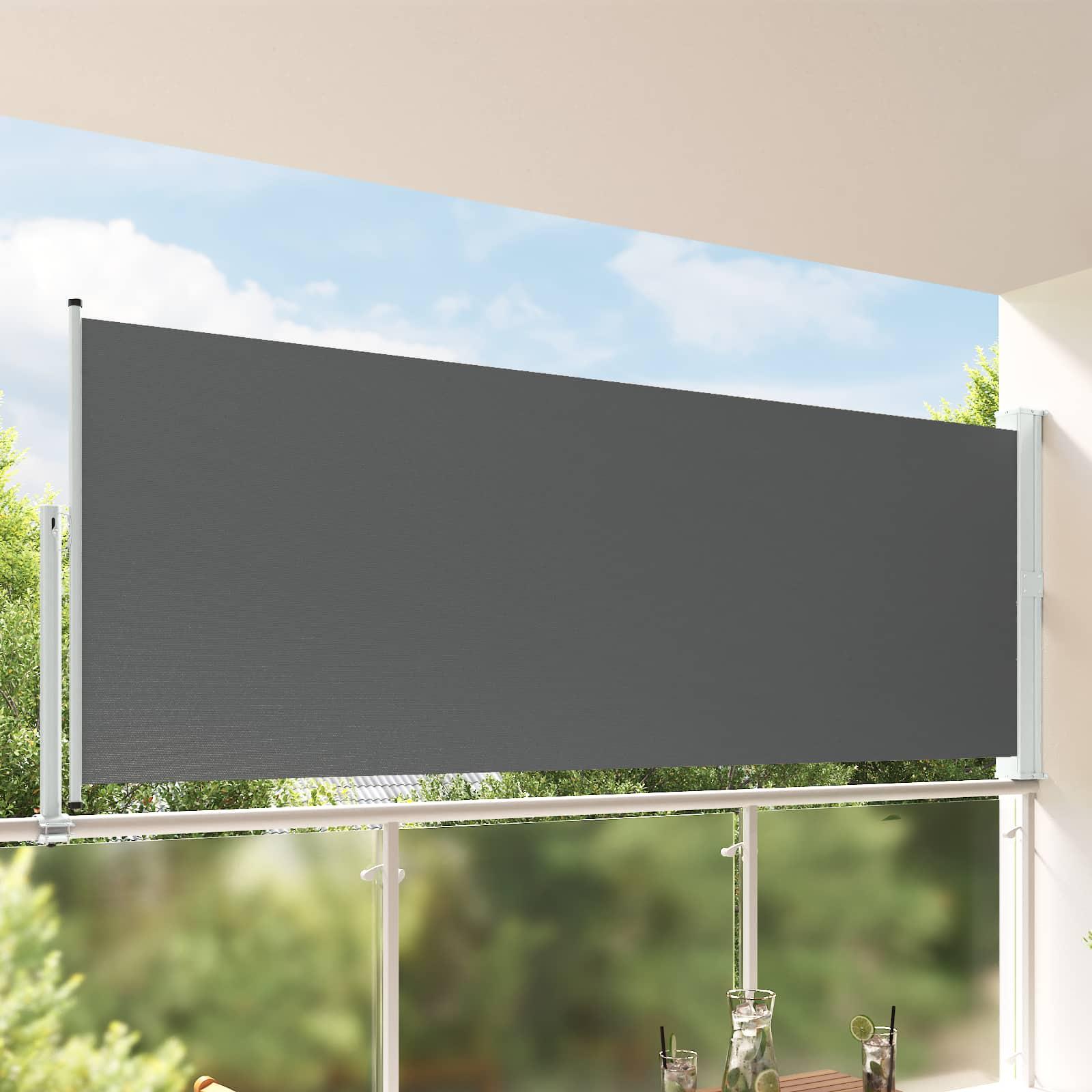 Sammenrullelig Sidemarkise Til Terrassen - Antracit / 140 x 300 cm