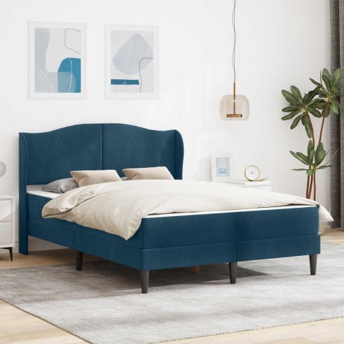Sengestel med hovedgærde 2 stk Blå 120 x 190 cm Fløjl