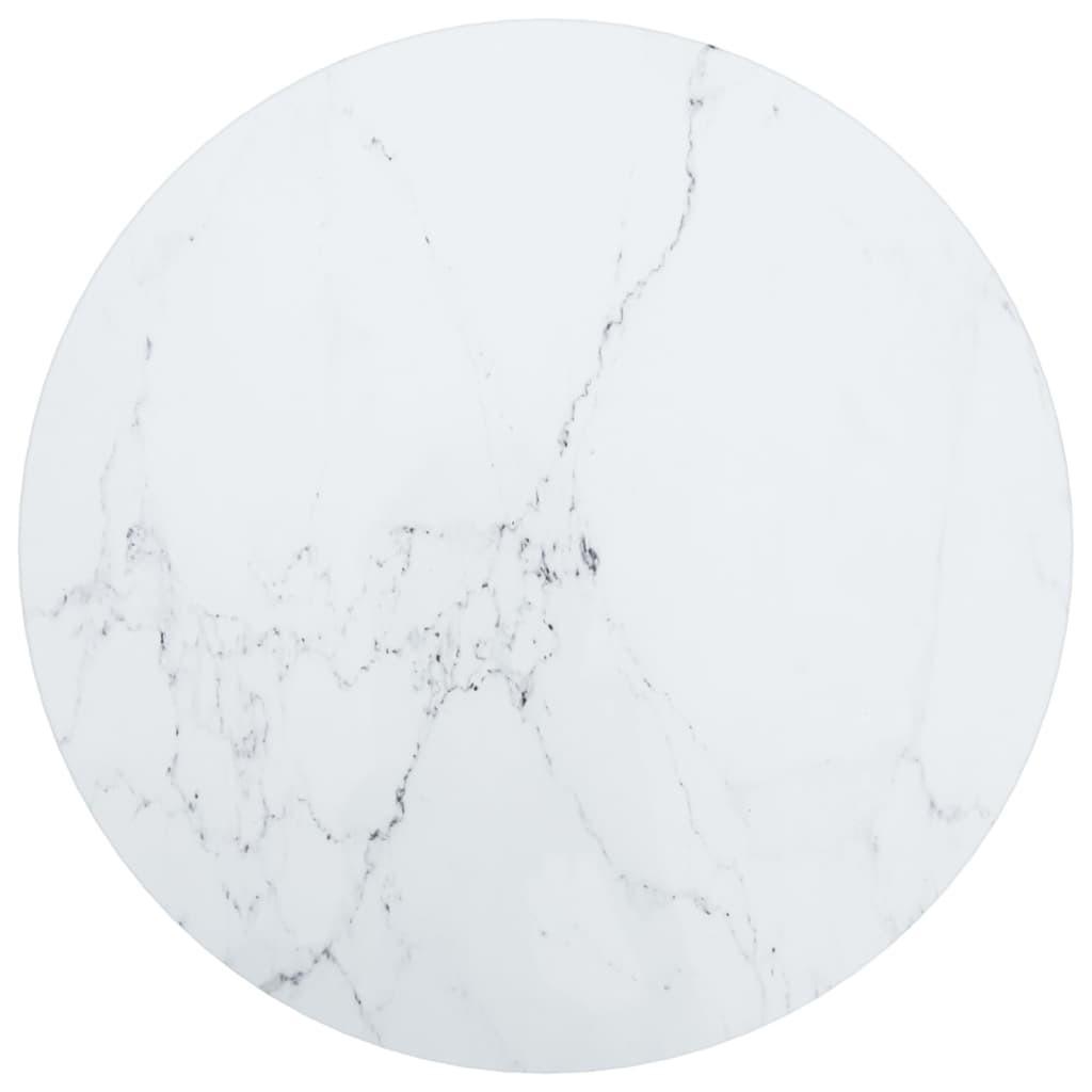 Bordplade Ø40x0,8 cm hærdet glas med marmordesign hvid