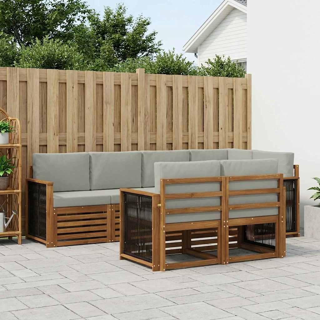 Sektionalsofa sæt med pude 6 stk Naturfarvet og lysegrå