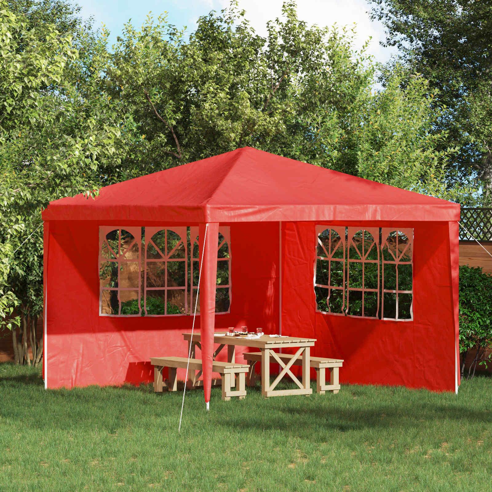 Festasidevæg 2 stk 300 x 195 cm Rød PE og stål