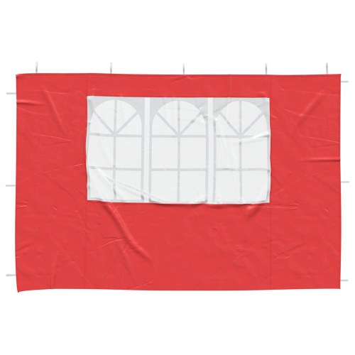 Festasidevægge 2 stk - 300 × 195 cm - rød PE med vinduer