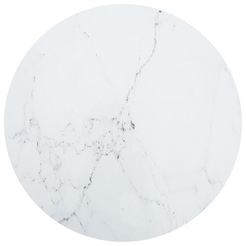 Bordplade Ø80x1 cm hærdet glas med marmordesign hvid