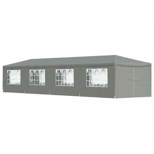 Partytelt 1200 × 300 × 255 cm - lysegrå PE og stål, med sidevægge