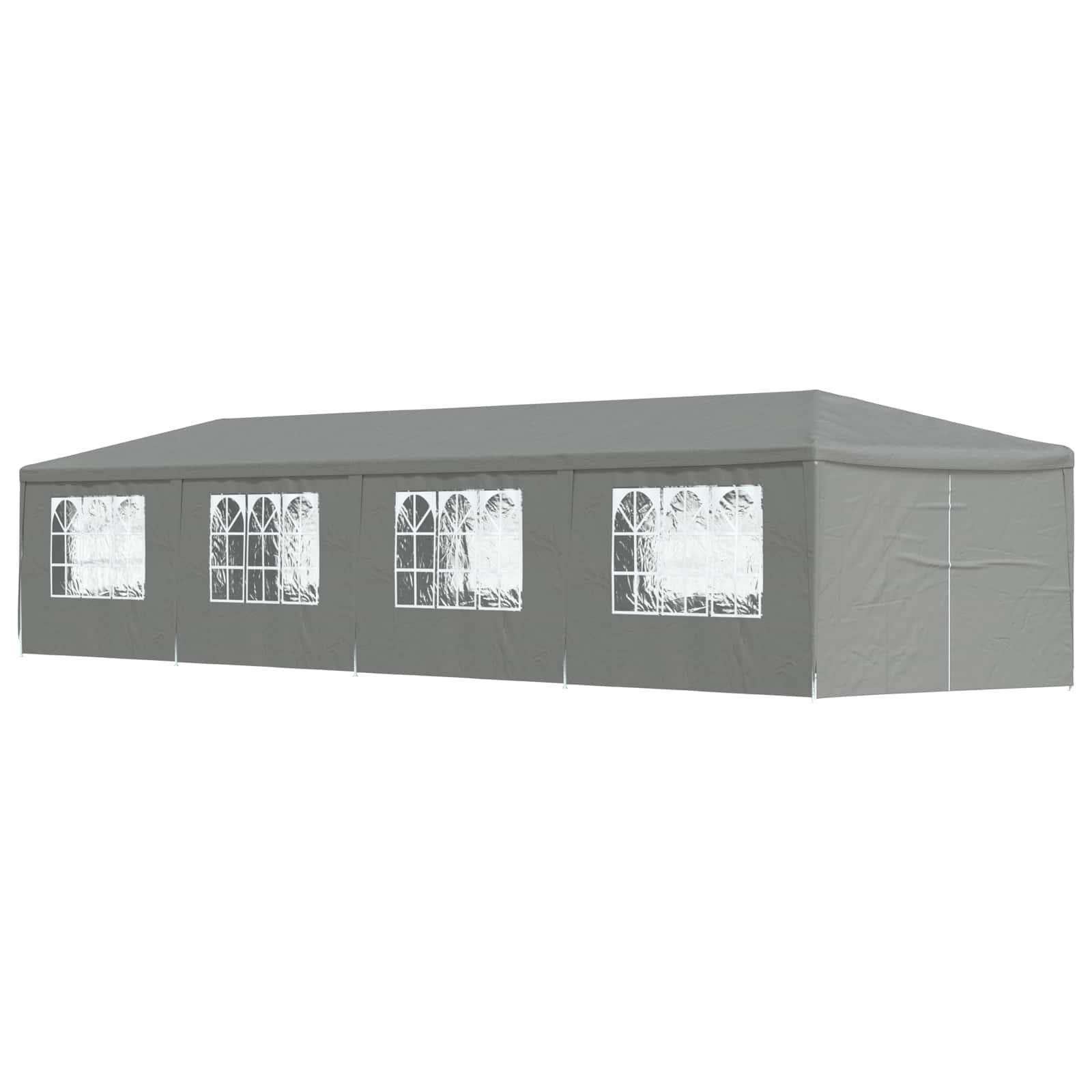 Partytelt 1200 × 300 × 255 cm - lysegrå PE og stål, med sidevægge