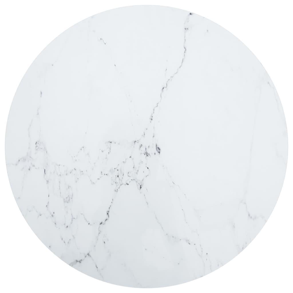 Bordplade Ø90x1 cm hærdet glas med marmordesign hvid