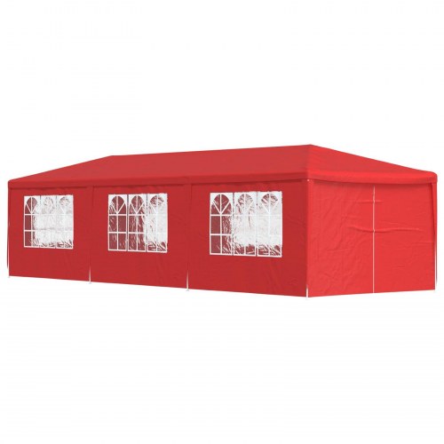 Festtelt 900 × 300 × 255 cm - rød PE med stålramme, foldbart