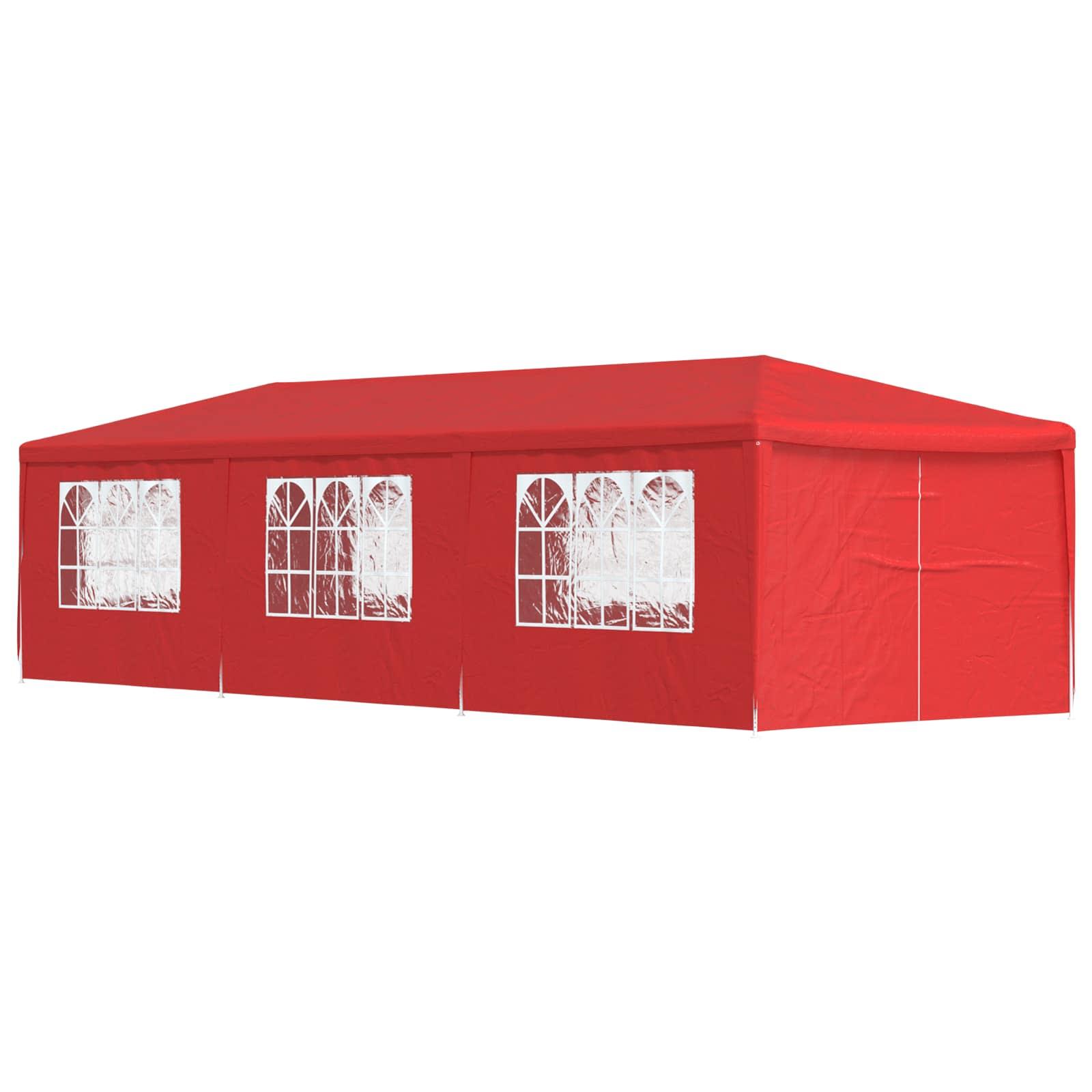 Festtelt 900 × 300 × 255 cm - rød PE med stålramme, foldbart