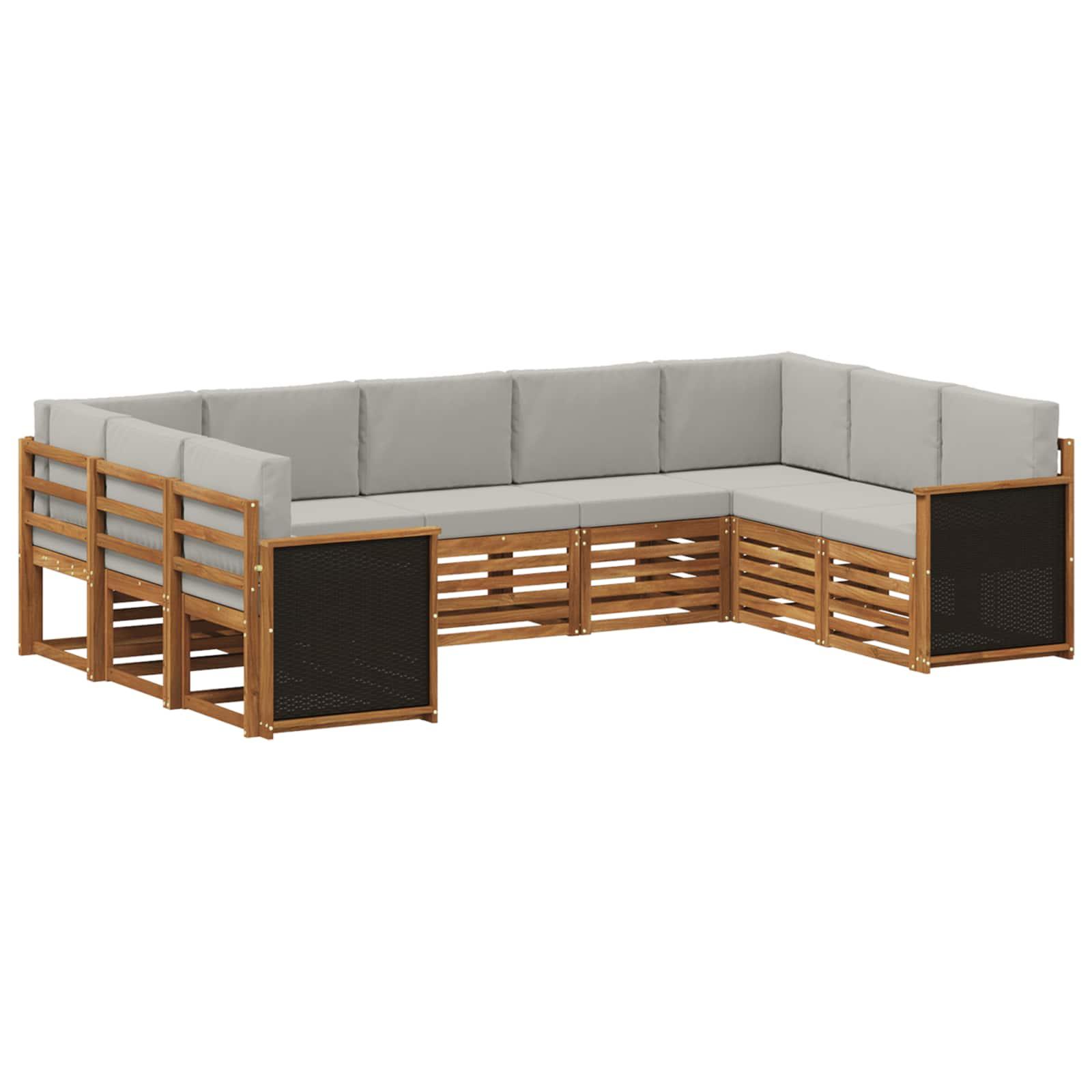 Sektionalsofa sæt med pude 7 stk Naturfarvet og lysegrå