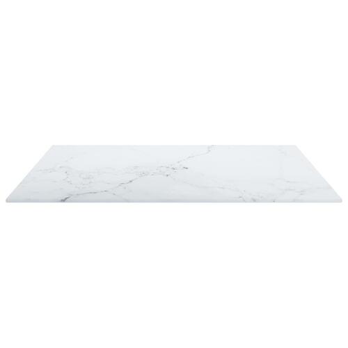 Bordplade 60x60 cm 6 mm hærdet glas med marmordesign hvid
