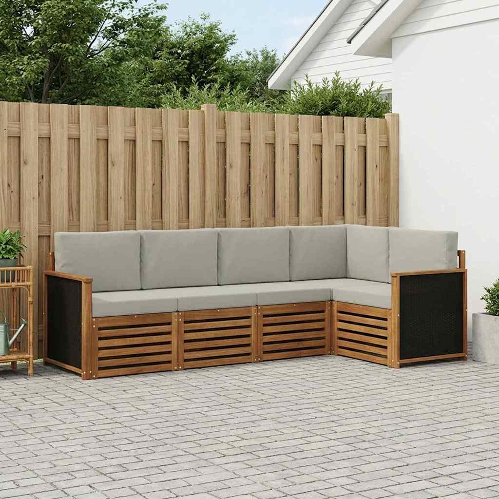 Sektionalsofa sæt med pude 6 stk Naturfarvet og lysegrå